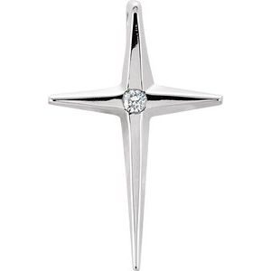 14K White Gold .025 CTW Natural Diamond Cross Pendant