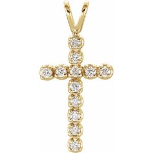 14K Yellow Gold  1/8 CTW Lab-Grown Diamond Cross Pendant