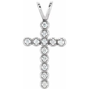 14K White Gold 1/8 CTW  Lab-Grown Diamond Cross Pendant