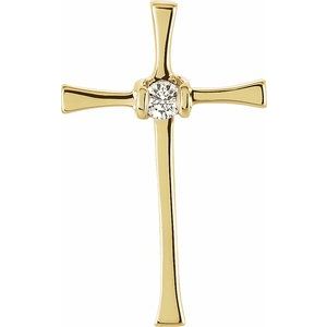 14K Yellow Gold .05 CTW Natural Diamond Cross Pendant