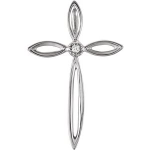 14K White Gold .01 CTW Natural Diamond Cross Pendant