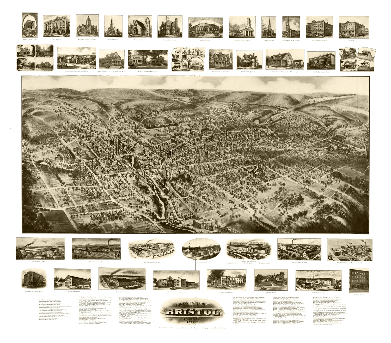 Vintage Map of Bristol, Connecticut 1906