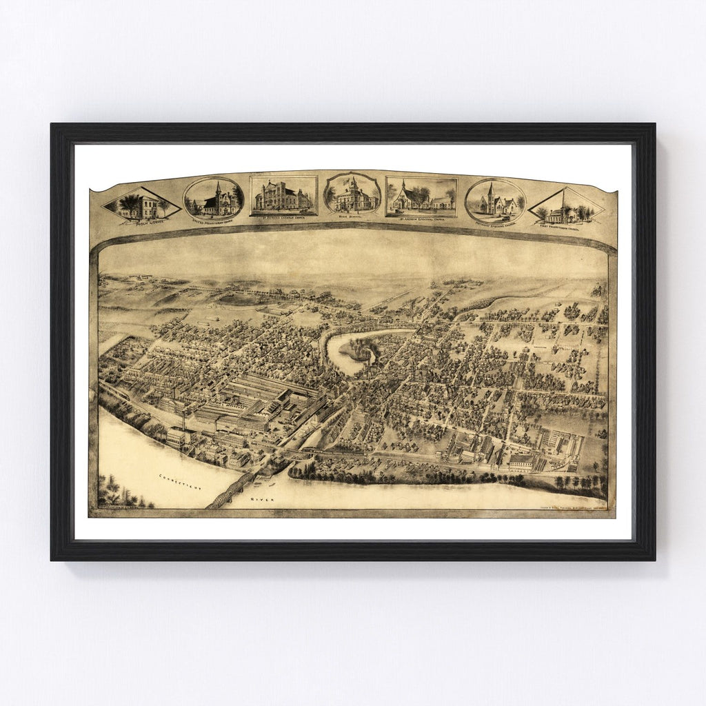 Vintage Map of Thompsonville - Enfield, Connecticut 1908
