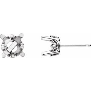 18K White Gold 6.5 mm Round 4-Prong Scroll Setting® Earring Mounting