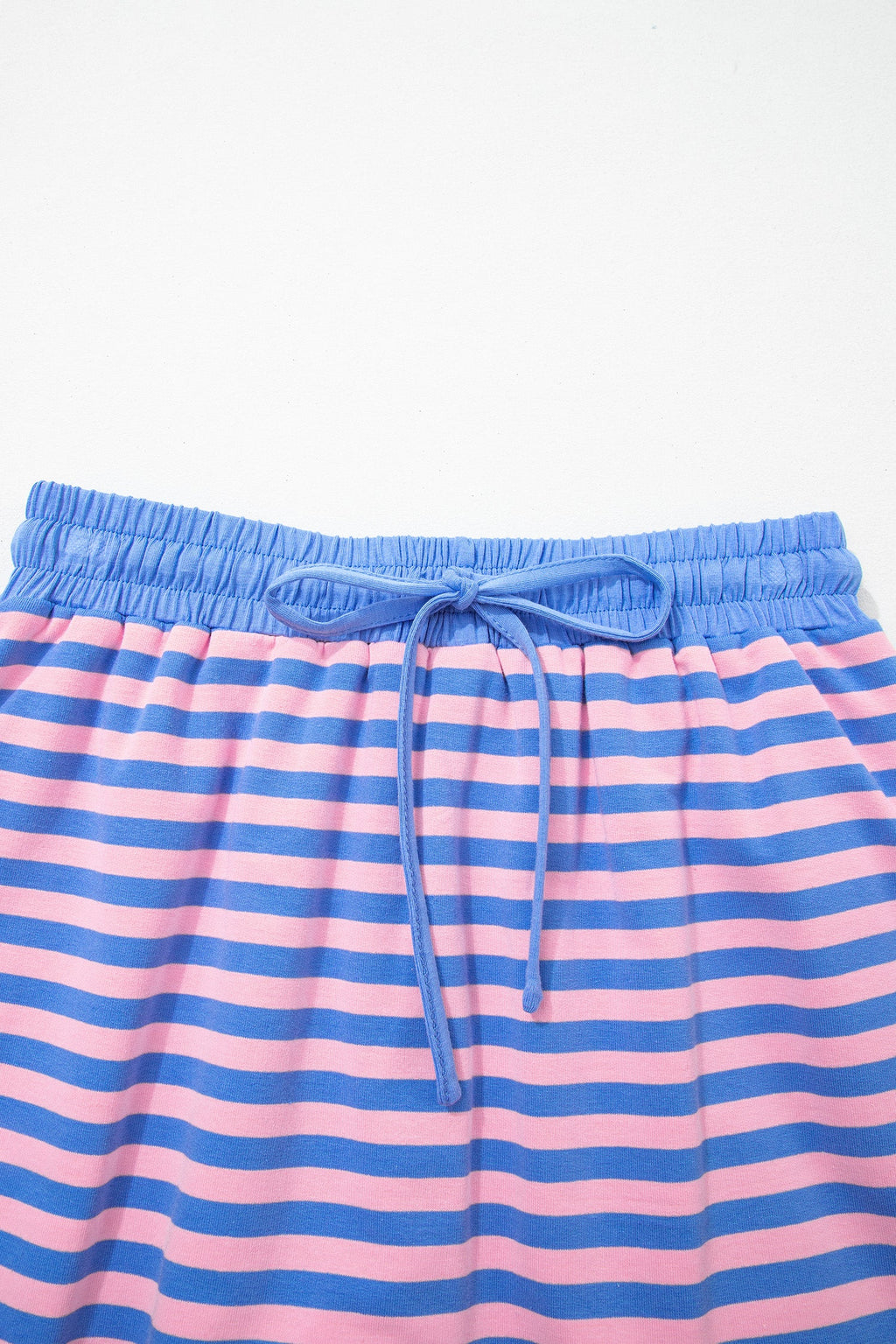 Stripe Contrast Trim Short Sleeve Top & Skirt Set