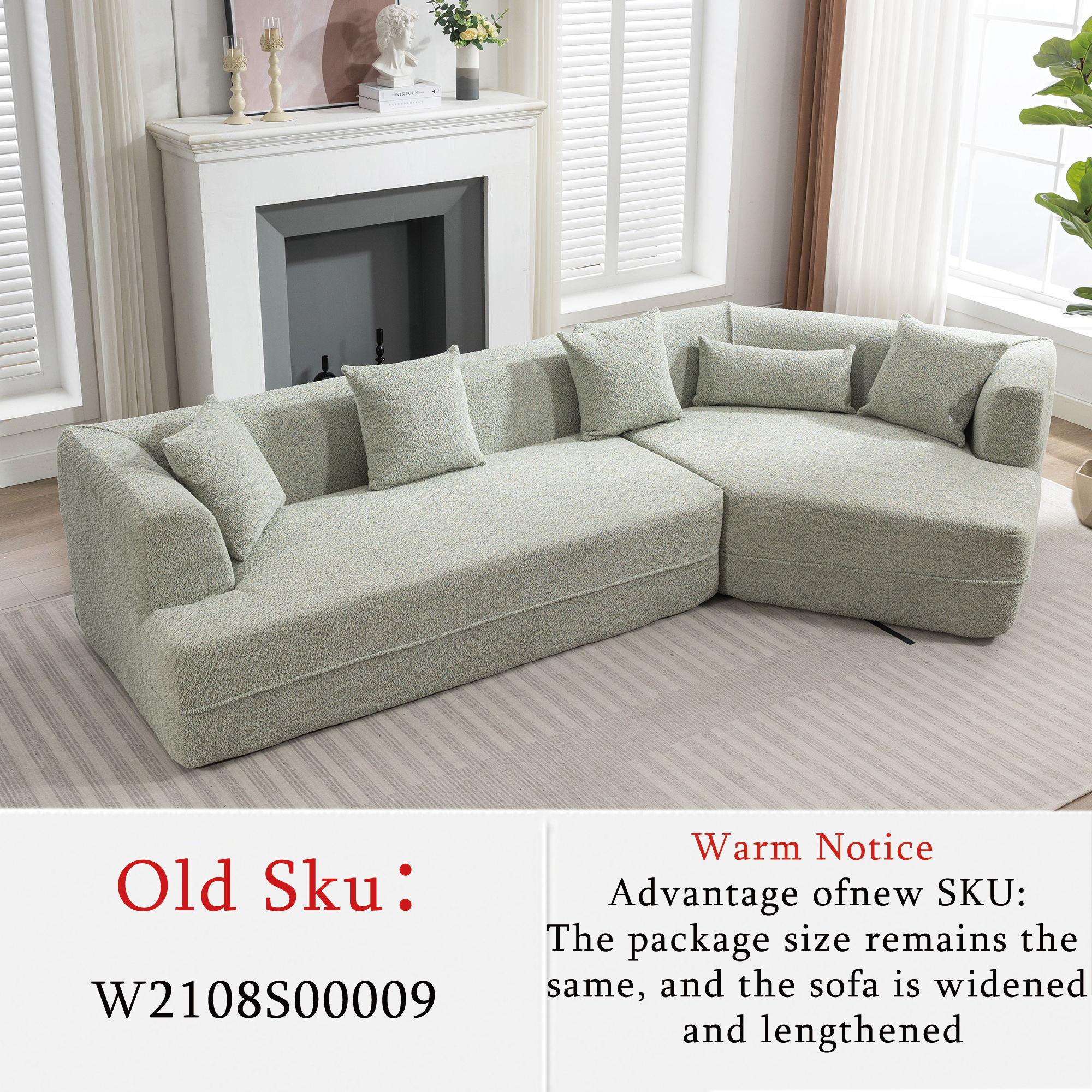 [VIDEO PROVIDED][ New And Upgraded Extended Edition]Modular sofa , modern minimalist style sofa,  upholstered ,  free combination, round fiber fabric, anti-wrinkle fabric,Dimension extension,Green