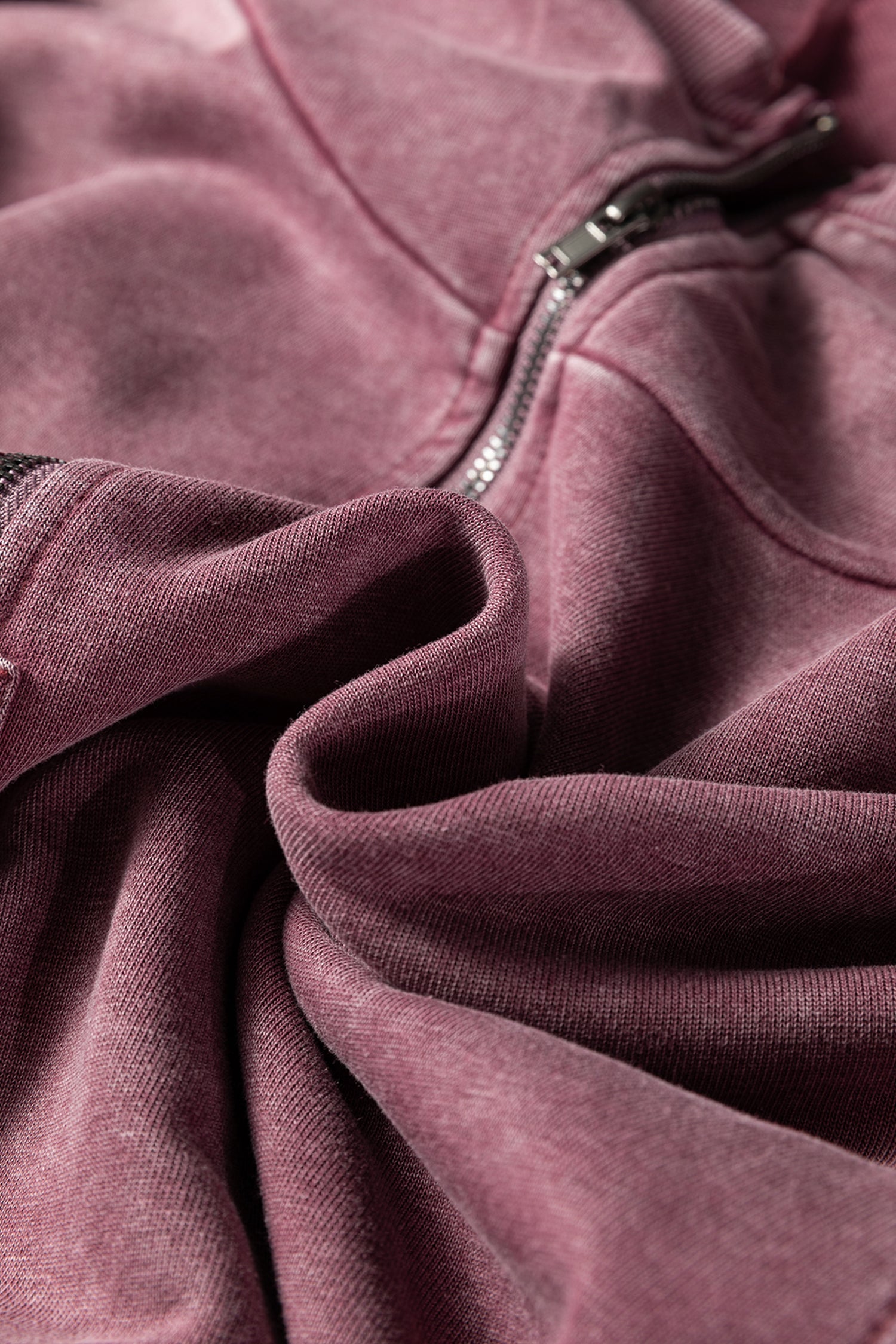 Solid Half-Zip Kangaroo Pocket Baggy Hoodie
