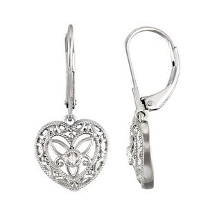 Sterling Silver .02 CTW Natural Diamond Heart Earrings – image 3