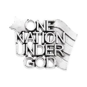 14K White Gold One Nation Under God Lapel Pin
