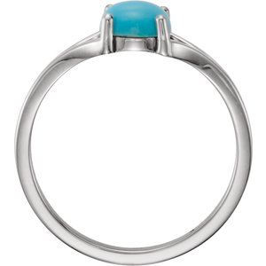 14K White Gold 6 mm Natural Turquoise Cabochon Ring