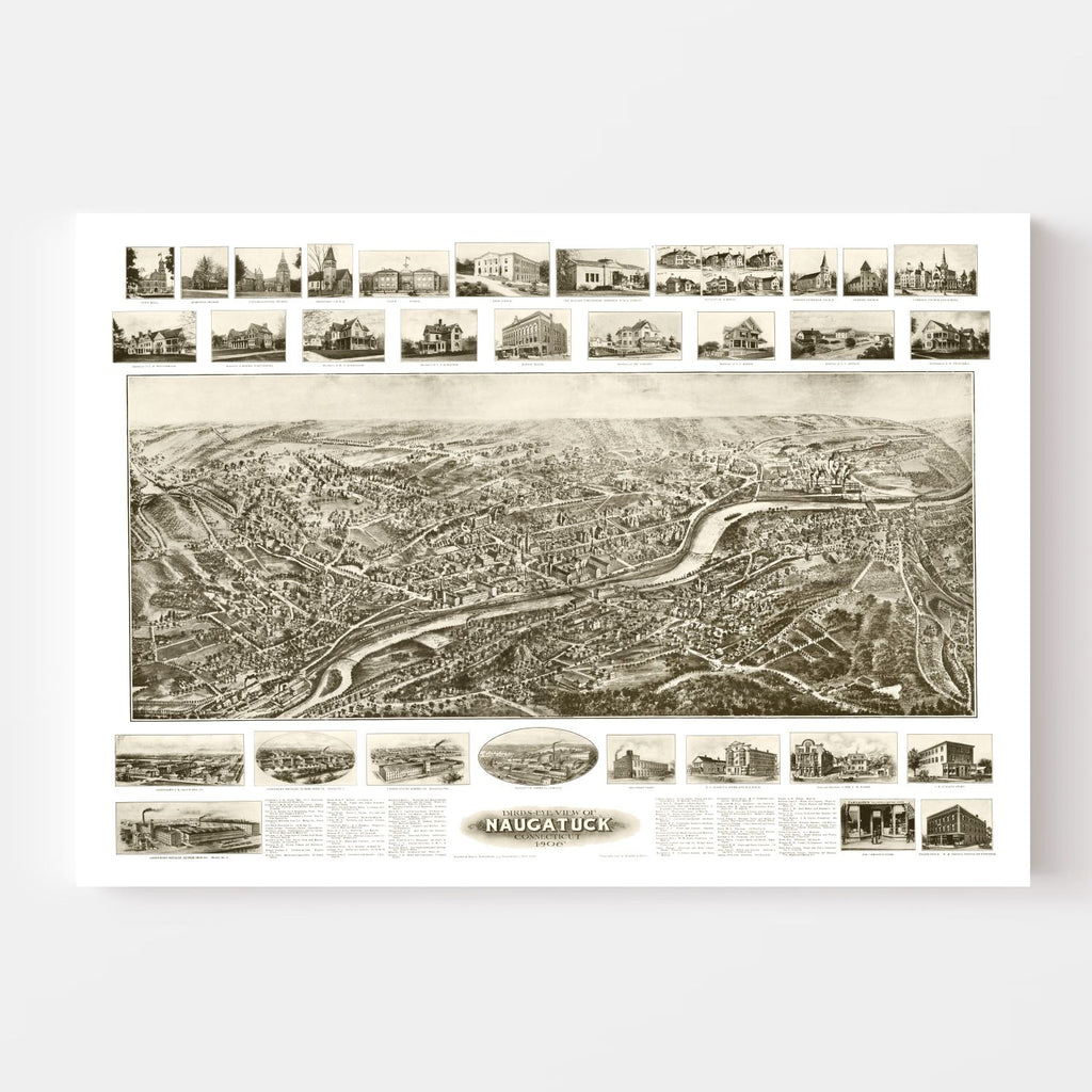 Vintage Map of Naugatuck, Connecticut 1906