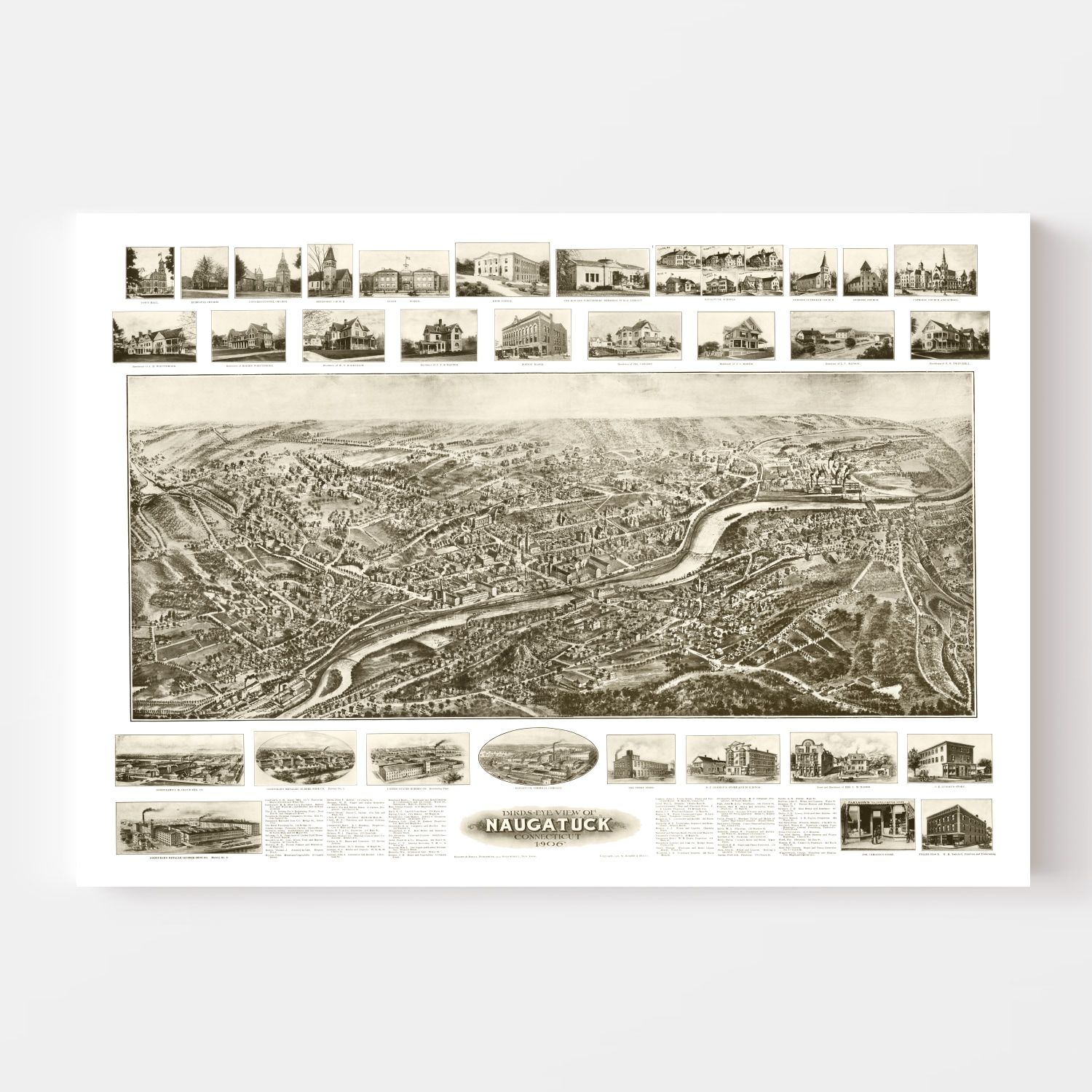 Vintage Map of Naugatuck, Connecticut 1906