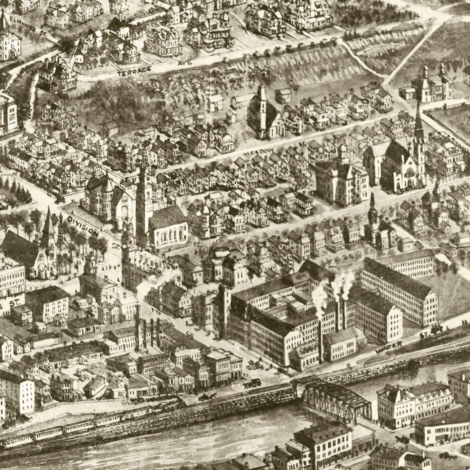 Vintage Map of Naugatuck, Connecticut 1906