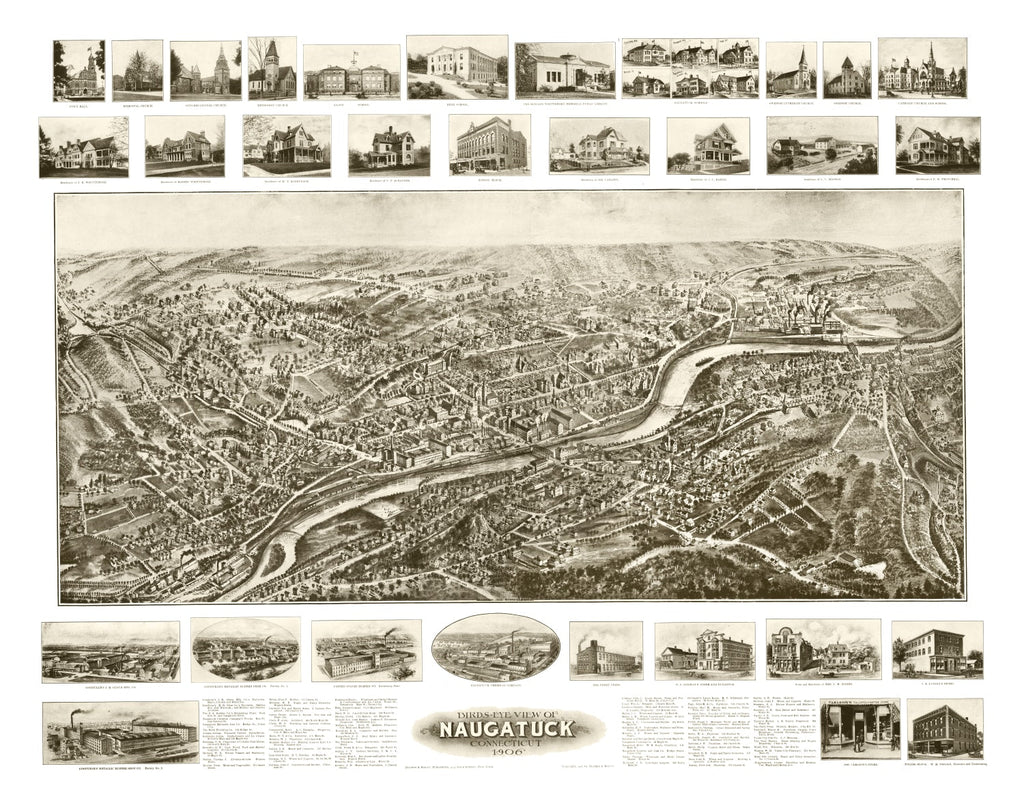 Vintage Map of Naugatuck, Connecticut 1906