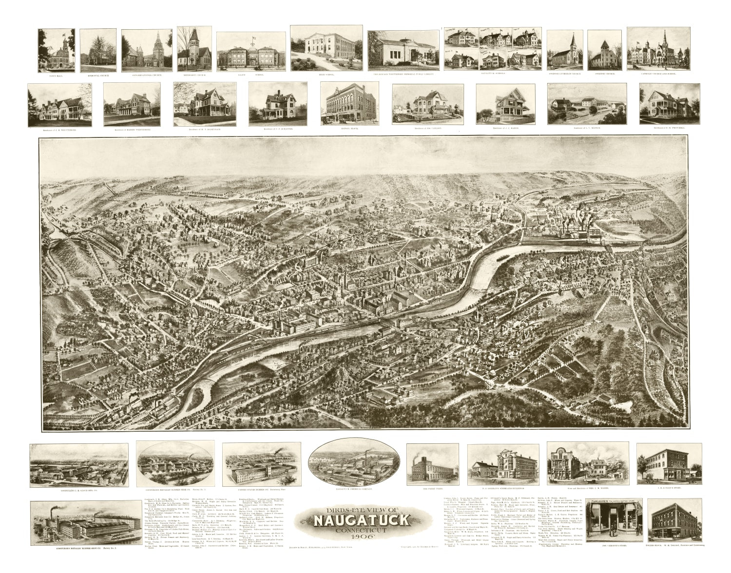 Vintage Map of Naugatuck, Connecticut 1906