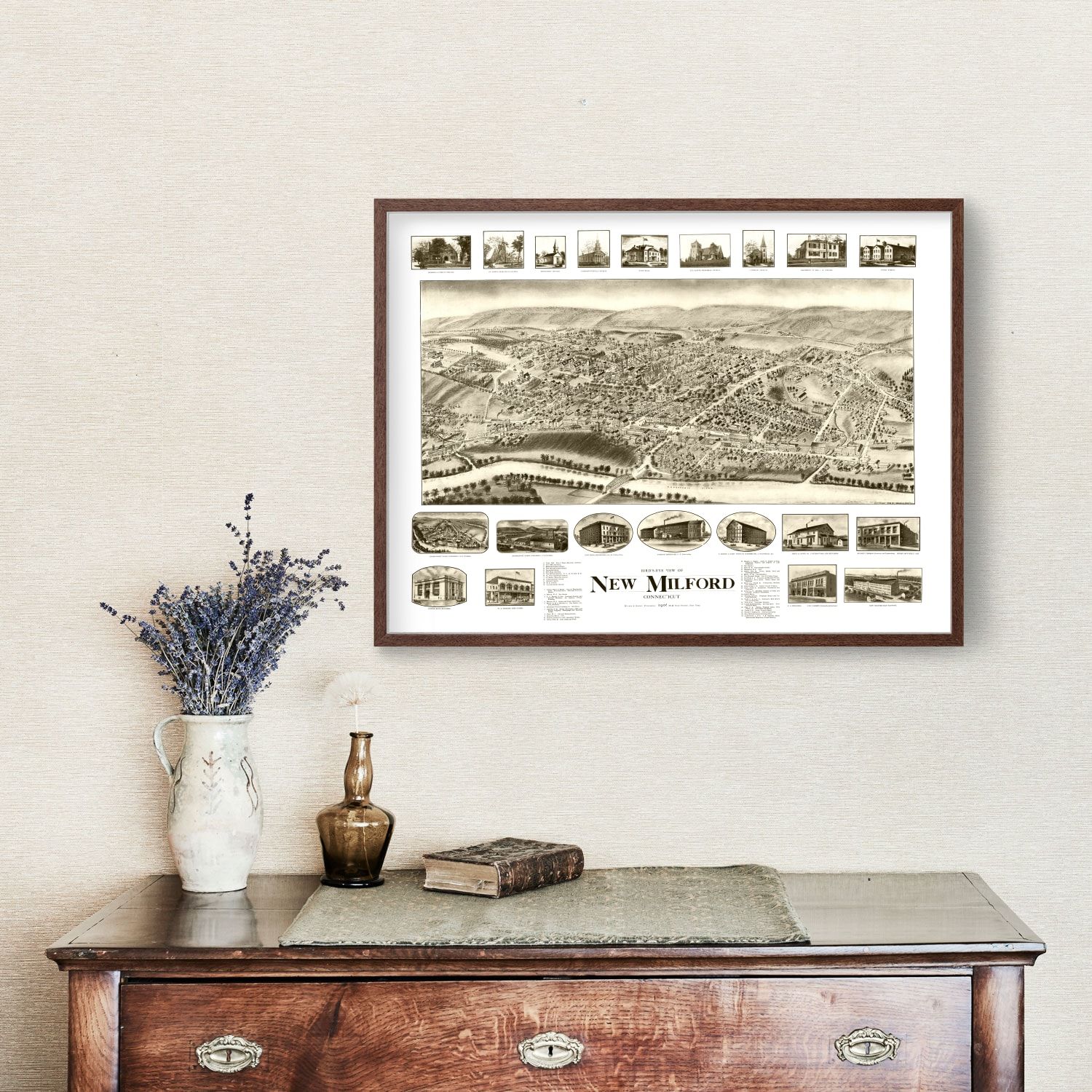 Vintage Map of New Milford, Connecticut 1906