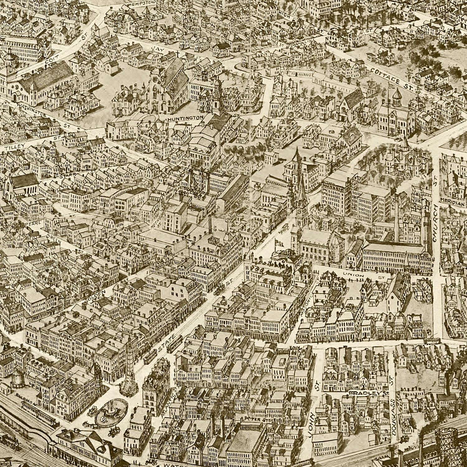 Vintage Map of New London, Connecticut 1911