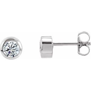 14K White Gold 1/2 CTW Natural Diamond Bezel-Set Earrings