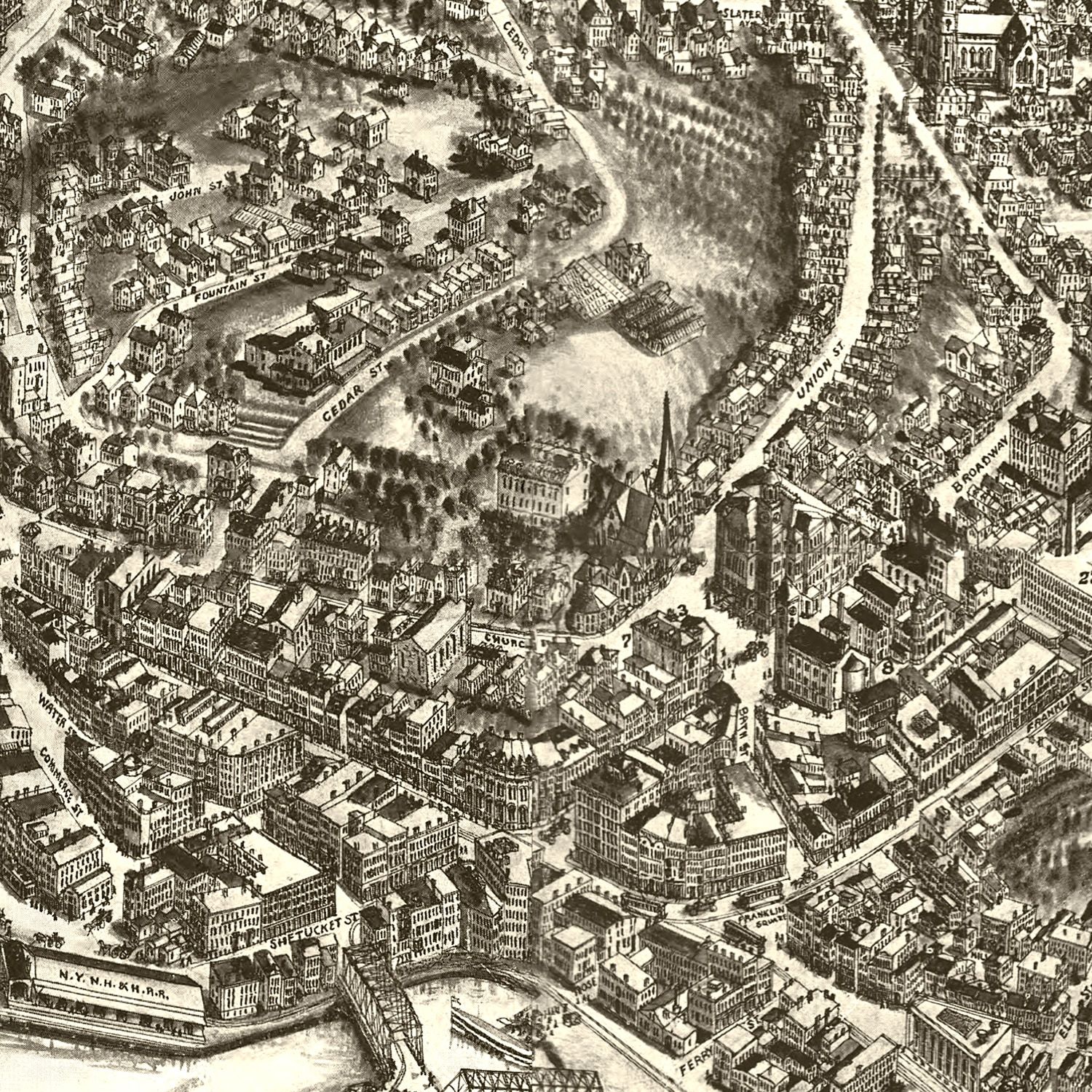 Vintage Map of Norwich, Connecticut 1912