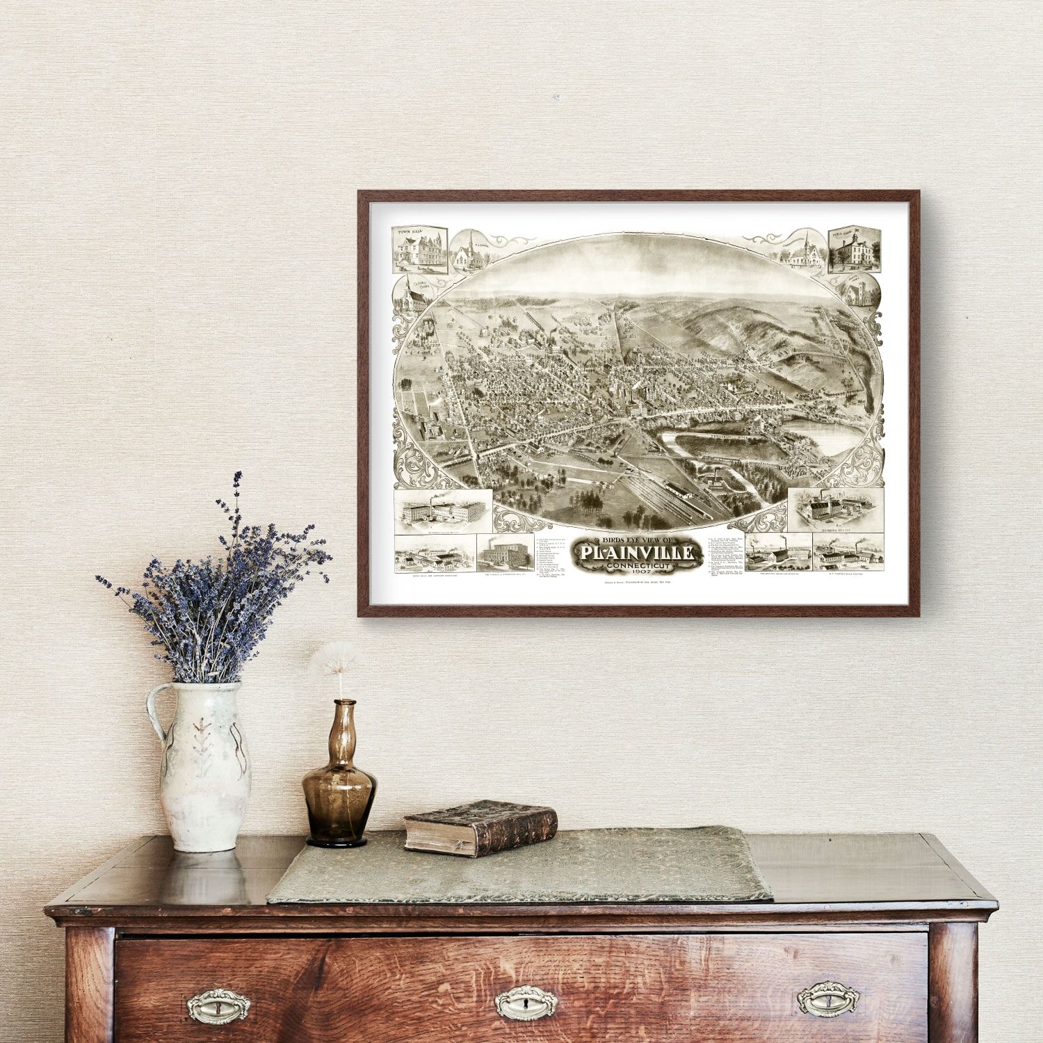 Vintage Map of Plainville, Connecticut 1907