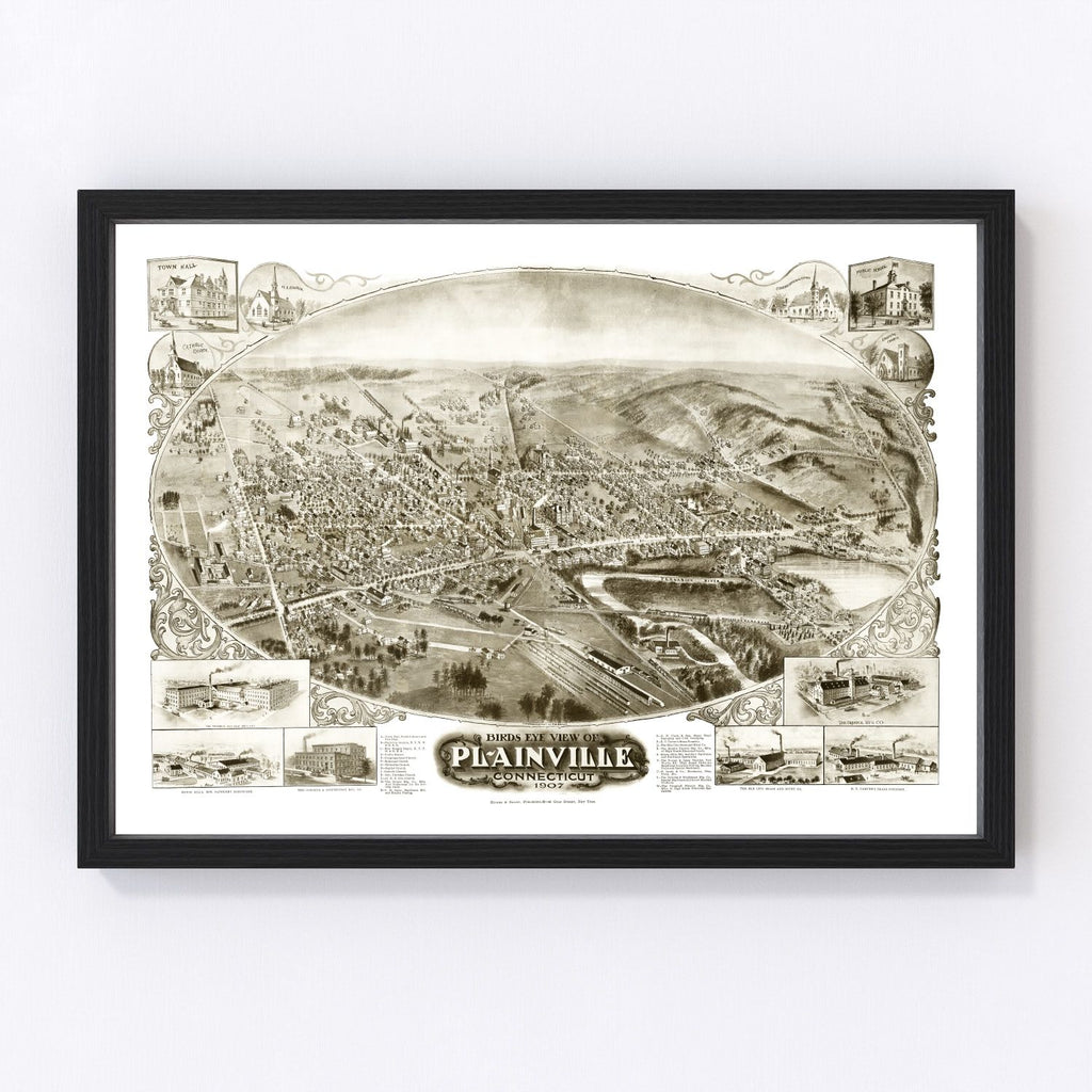 Vintage Map of Plainville, Connecticut 1907