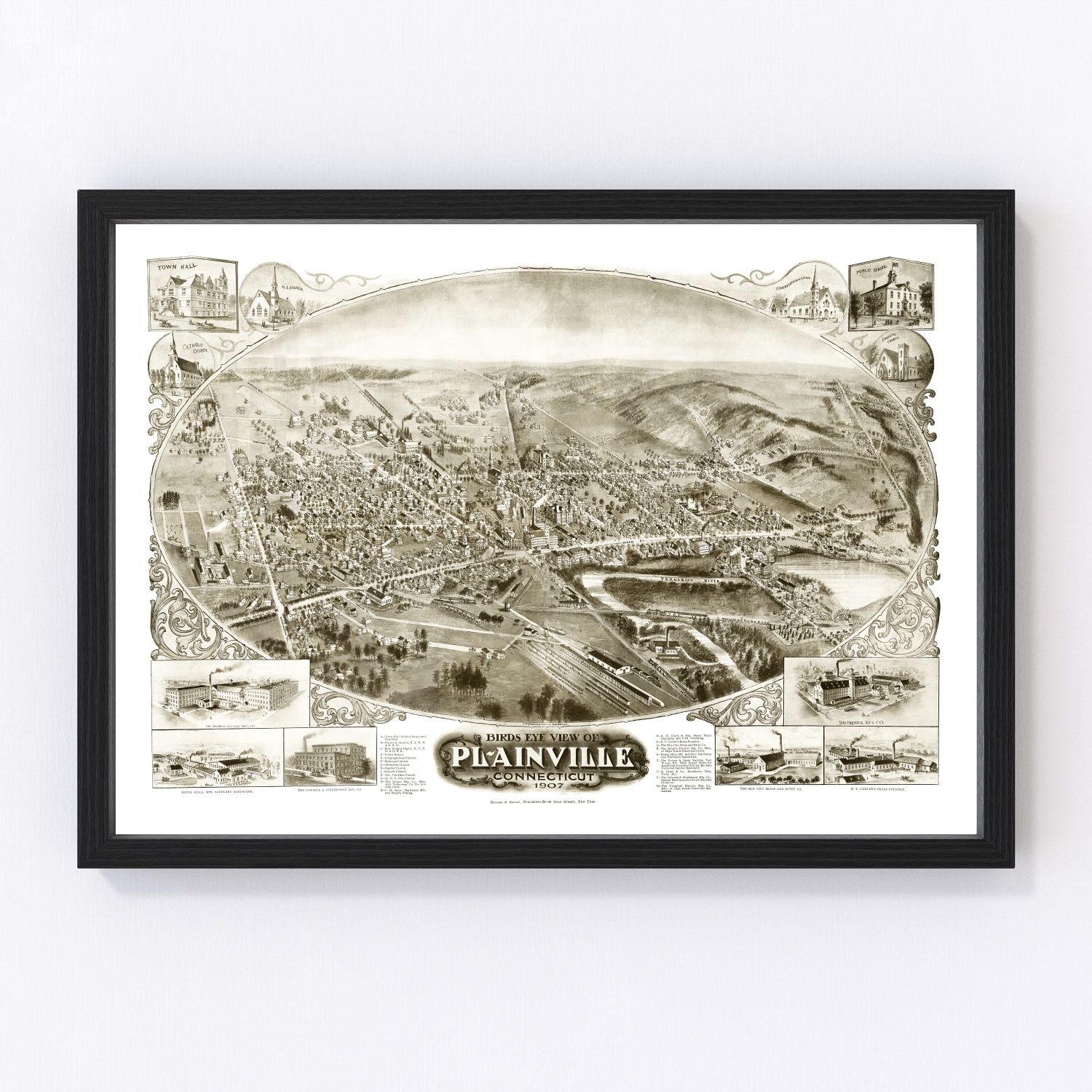 Vintage Map of Plainville, Connecticut 1907