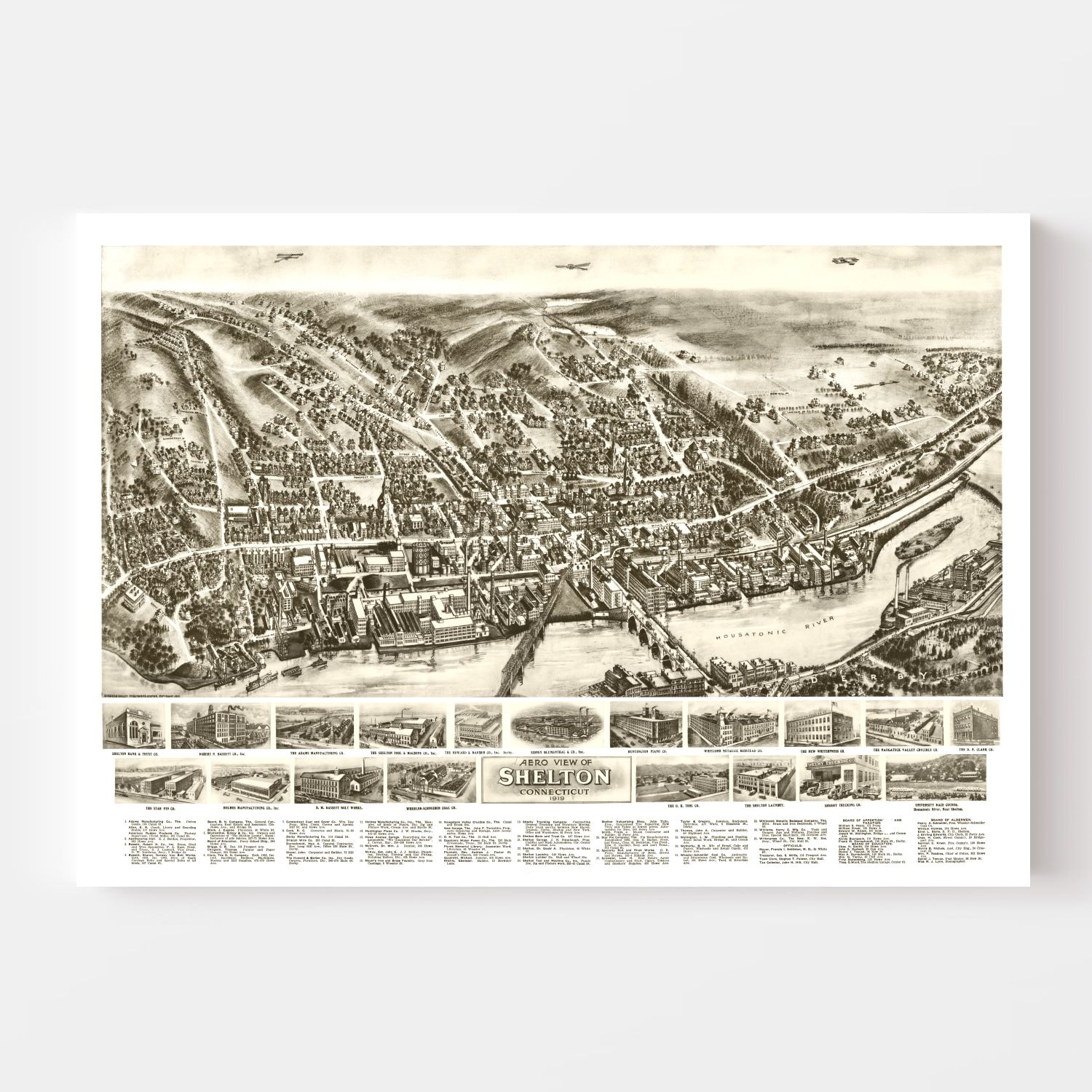 Vintage Map of Shelton, Connecticut 1919