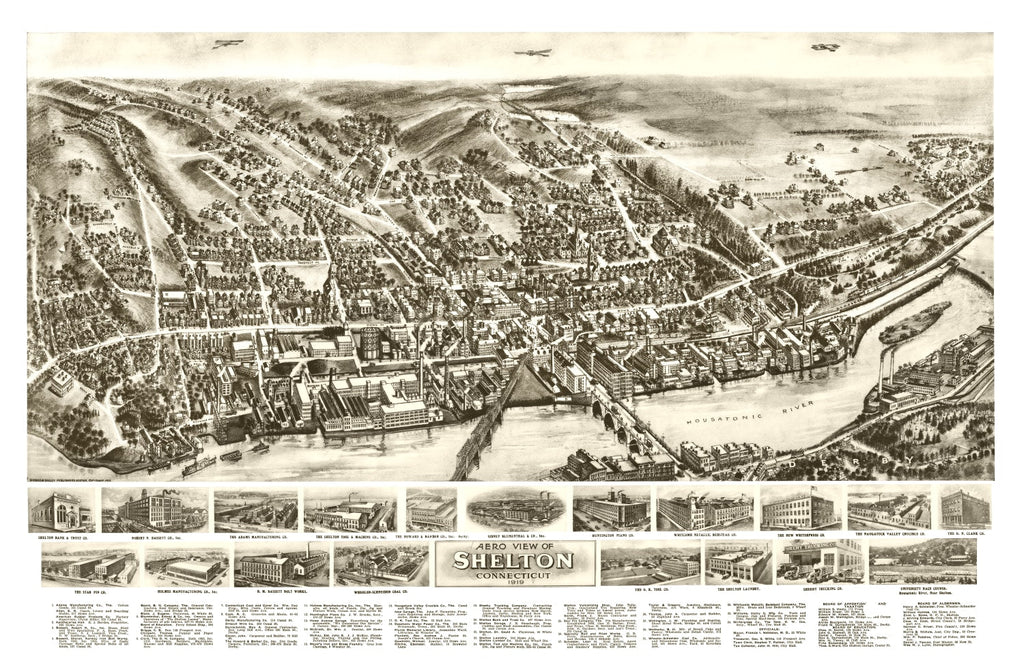 Vintage Map of Shelton, Connecticut 1919
