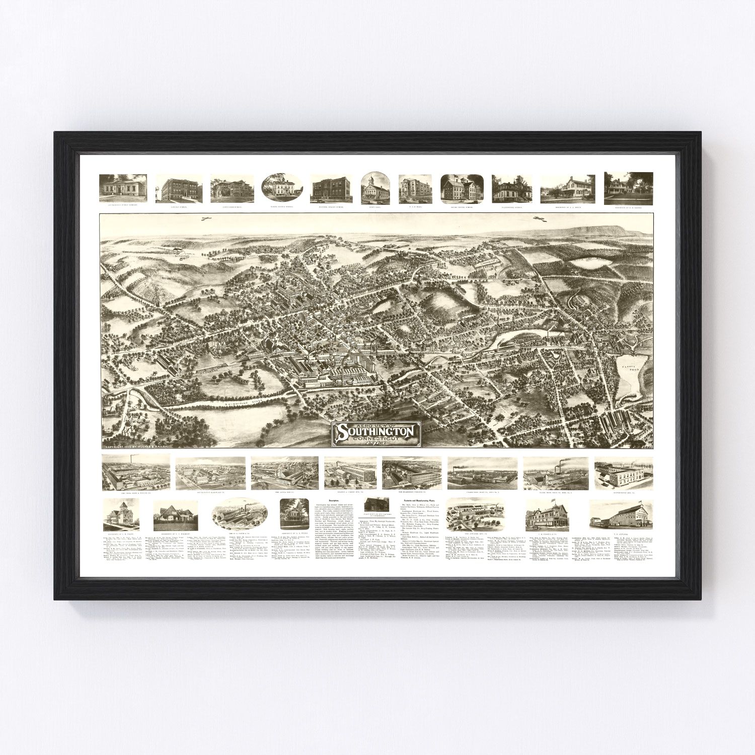 Vintage Map of Southington, Connecticut 1914