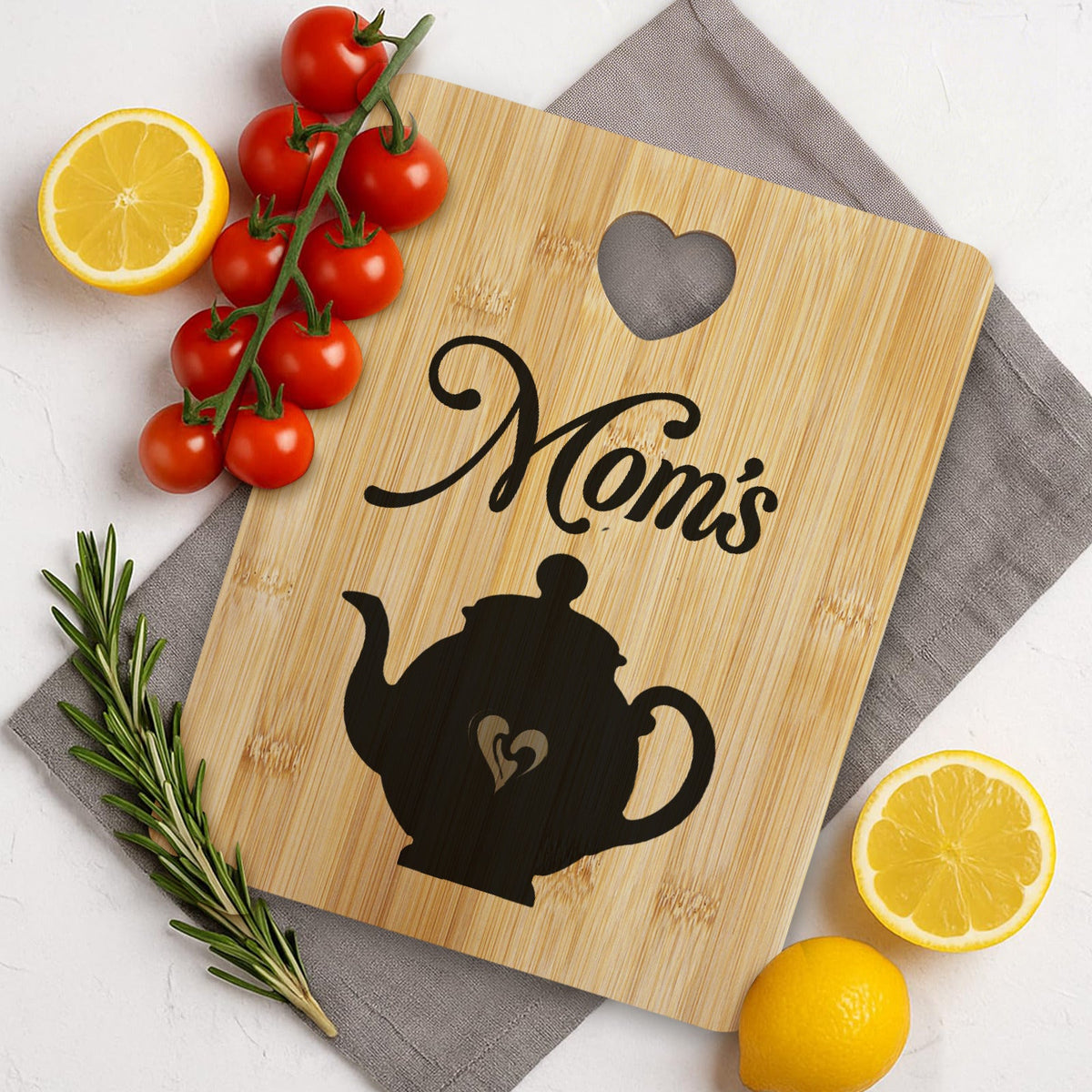 Mom's Tea Kettle Custom Rectangle Bamboo Cutting Board (One Side Printing) | Ships from USA