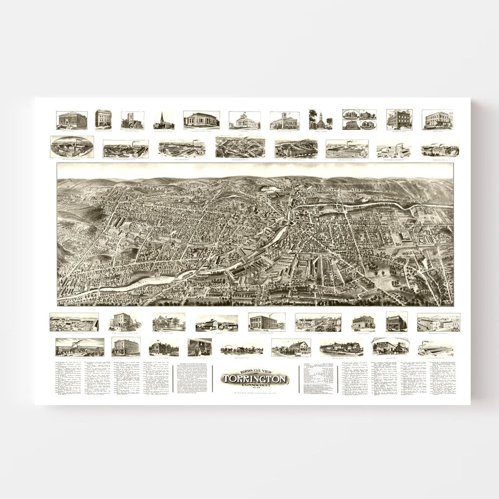 Vintage Map of Torrington, Connecticut 1907