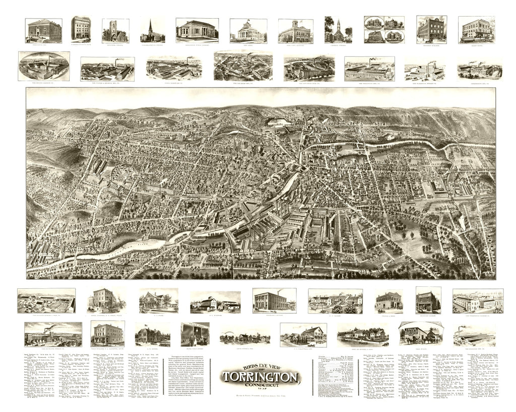 Vintage Map of Torrington, Connecticut 1907