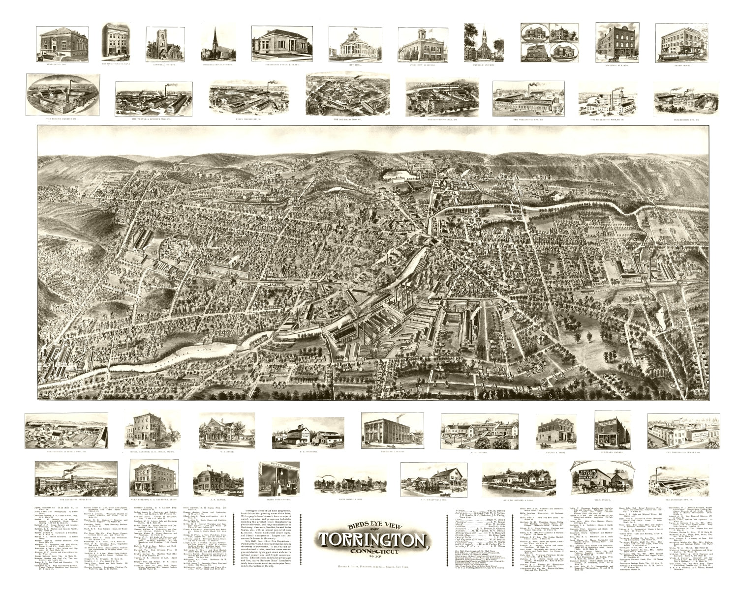 Vintage Map of Torrington, Connecticut 1907