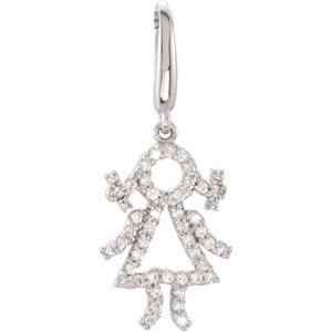 14K White Gold 1/5 CTW Natural Diamond Baby Girl Charm/Pendant