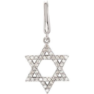 14K White Gold 1/5 CTW Natural Diamond Star of David Charm/Pendant