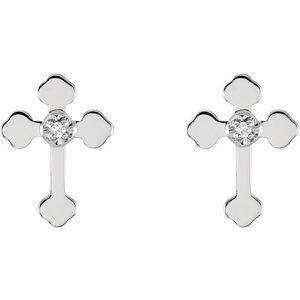 14K White Gold .01 CTW Natural Diamond Cross Earrings – image 2