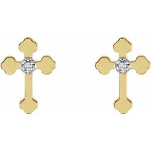 14K Yellow/White Gold .01 CTW Natural Diamond Cross Earrings – image 2
