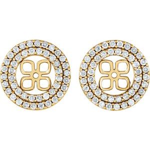 14K Yellow Gold 3/4 CTW Natural Diamond Earring Jackets for 8 mm Pearl Stud Earrings – image 2