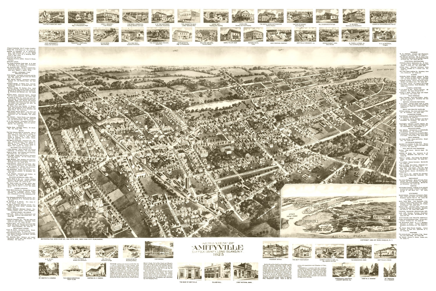 Vintage Map of Amityville, New York 1925