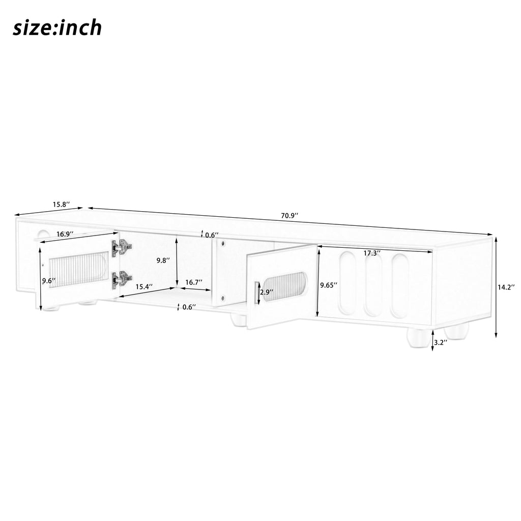 U-Can Modern TV Stand for TVs up to 80 Inches, Entertainment Center with Glass Door, TV Storage Cabinet with Solid Wood Legs and Metal Handles for Living room(OLD SKU:WF323694AAB )
