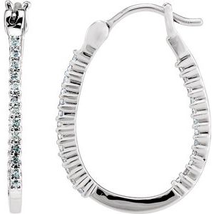Platinum 1/4 CTW Natural Diamond Inside-Outside Hoop Earrings