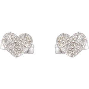 14K White Gold 1/6 CTW Natural Diamond Heart Earrings – image 2