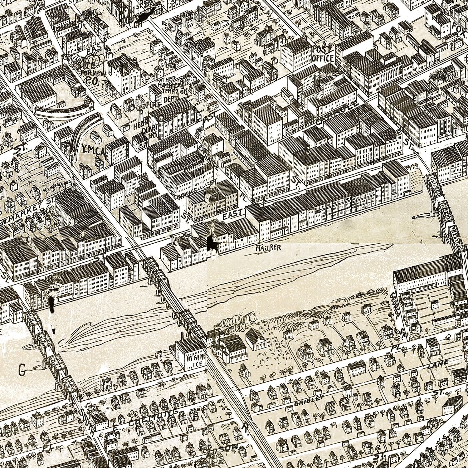 Vintage Map of Elmira, New York 1901