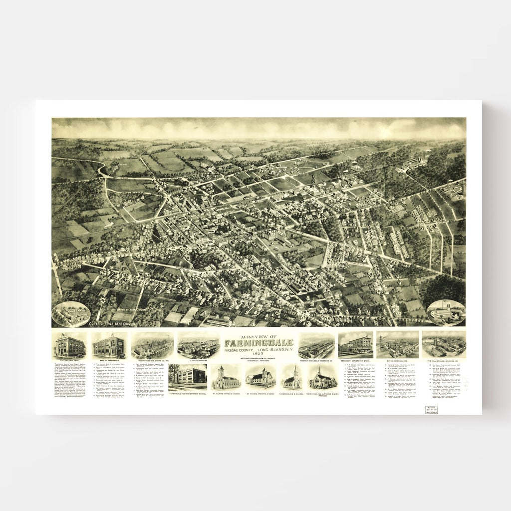 Vintage Map of Farmingdale, New York 1925