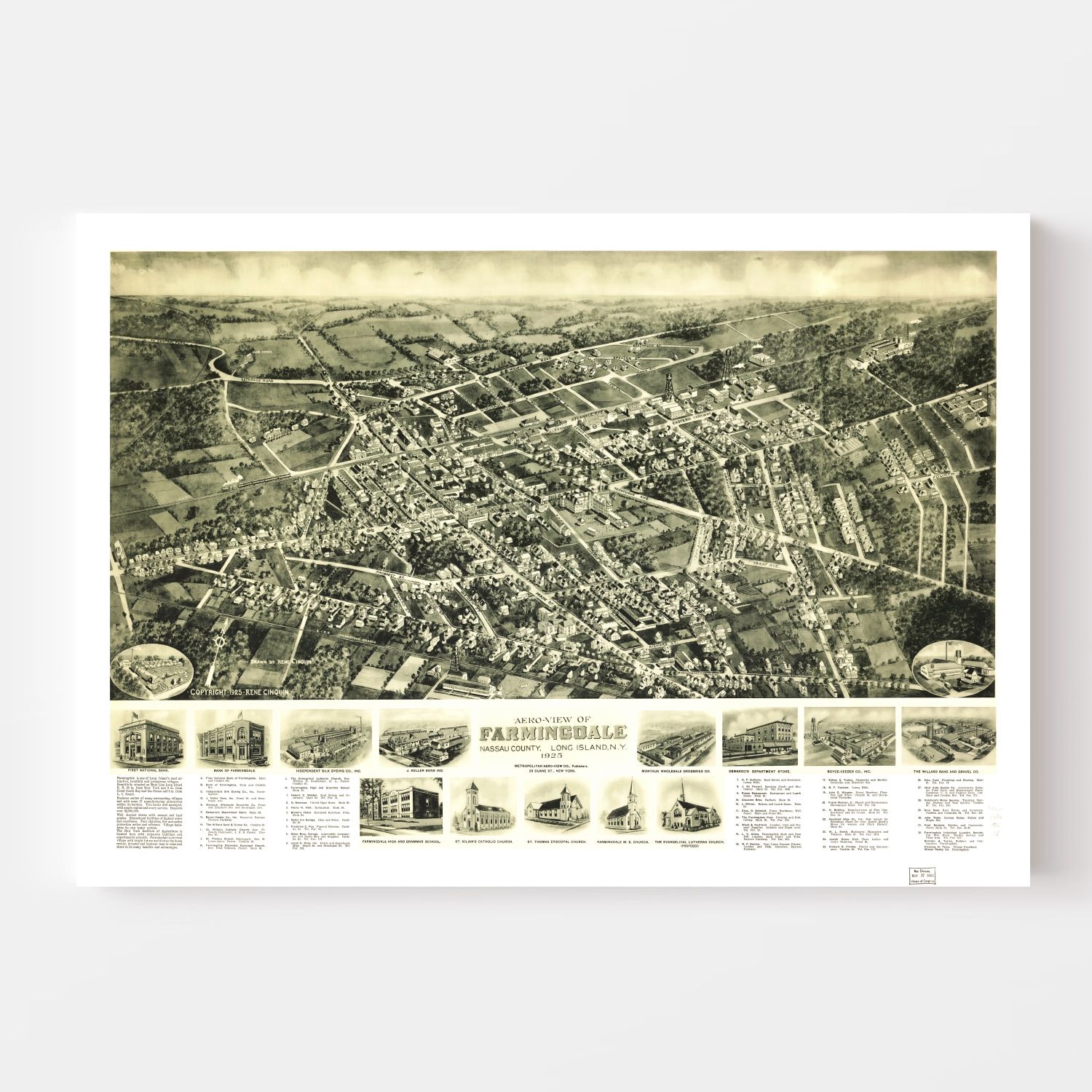 Vintage Map of Farmingdale, New York 1925