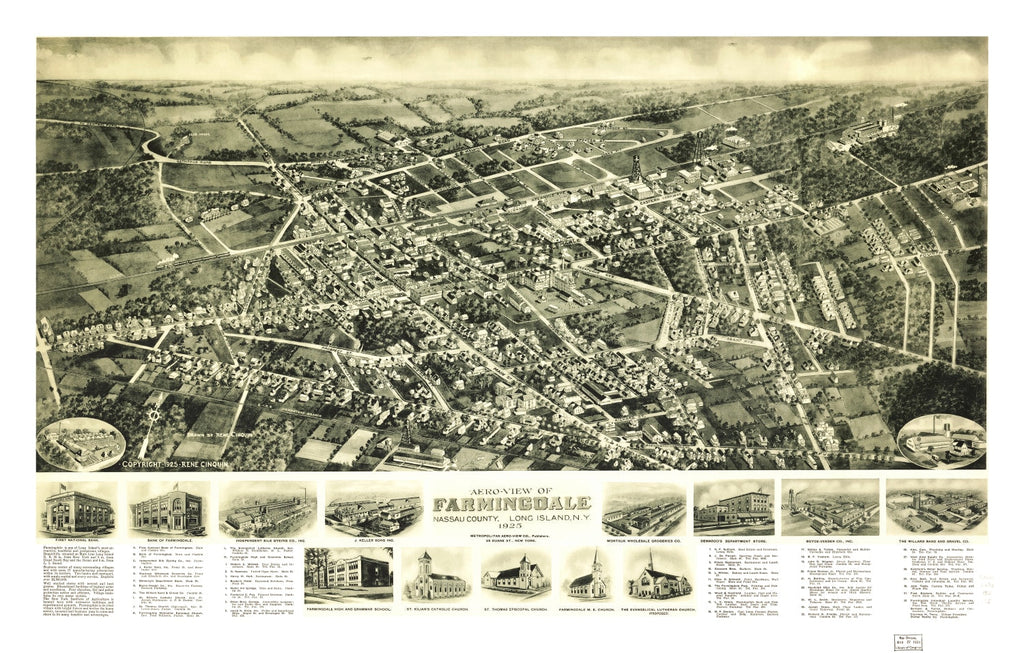 Vintage Map of Farmingdale, New York 1925