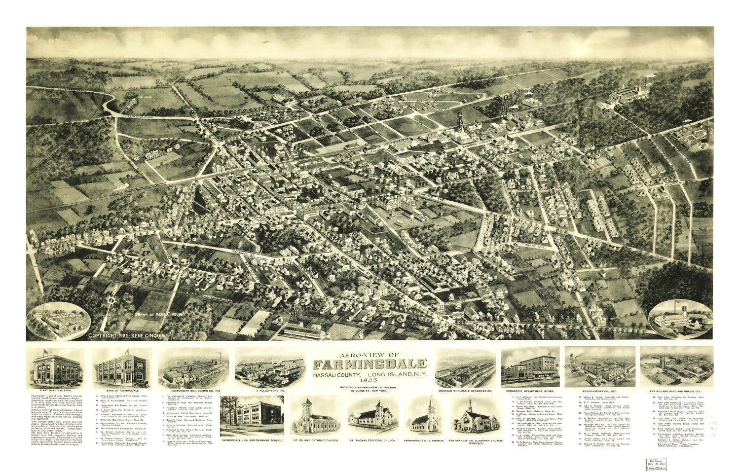Vintage Map of Farmingdale, New York 1925