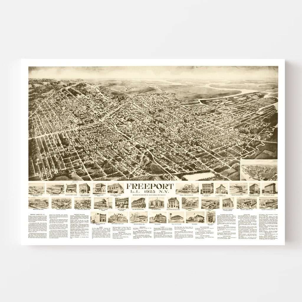 Vintage Map of Freeport, New York 1925