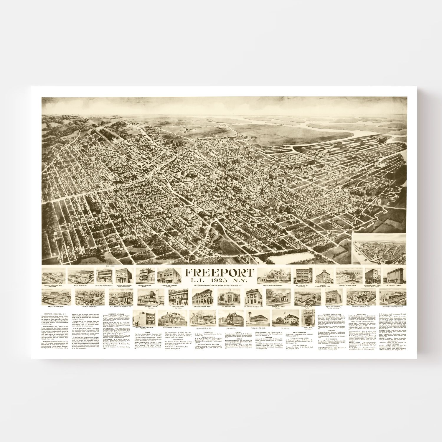 Vintage Map of Freeport, New York 1925