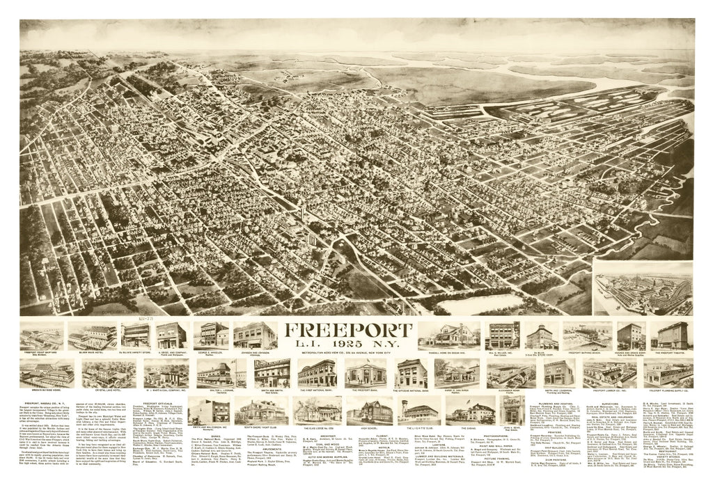 Vintage Map of Freeport, New York 1925